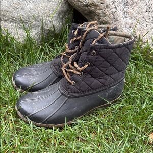 Sperry Black Quilted Saltwater Duck Boots
